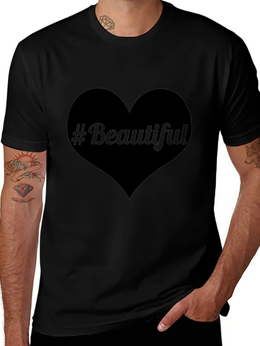 #Beautiful Heart Black T-Shirt - Stylish & Trendy