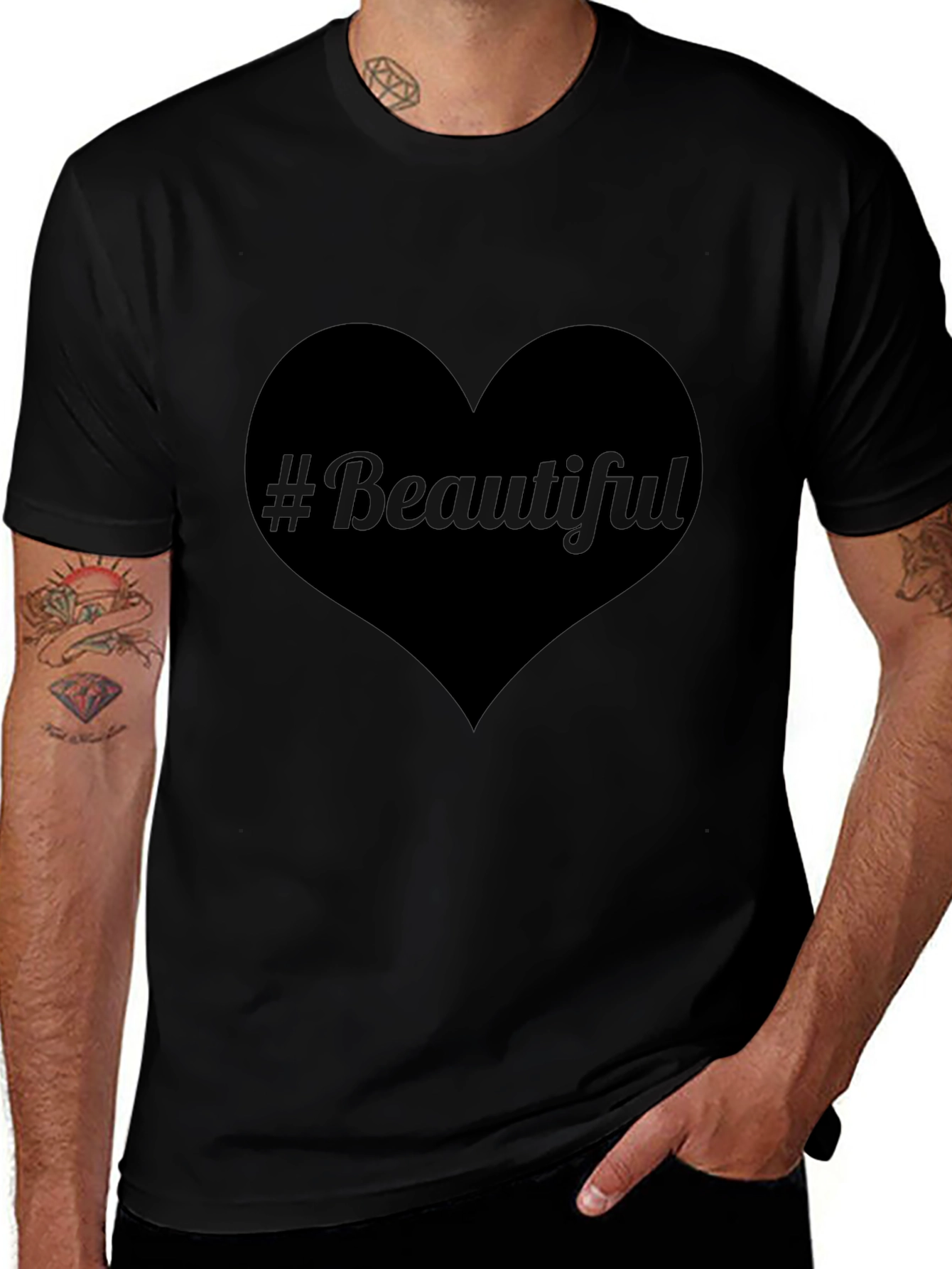 #Beautiful Heart Black T-Shirt - Stylish & Trendy