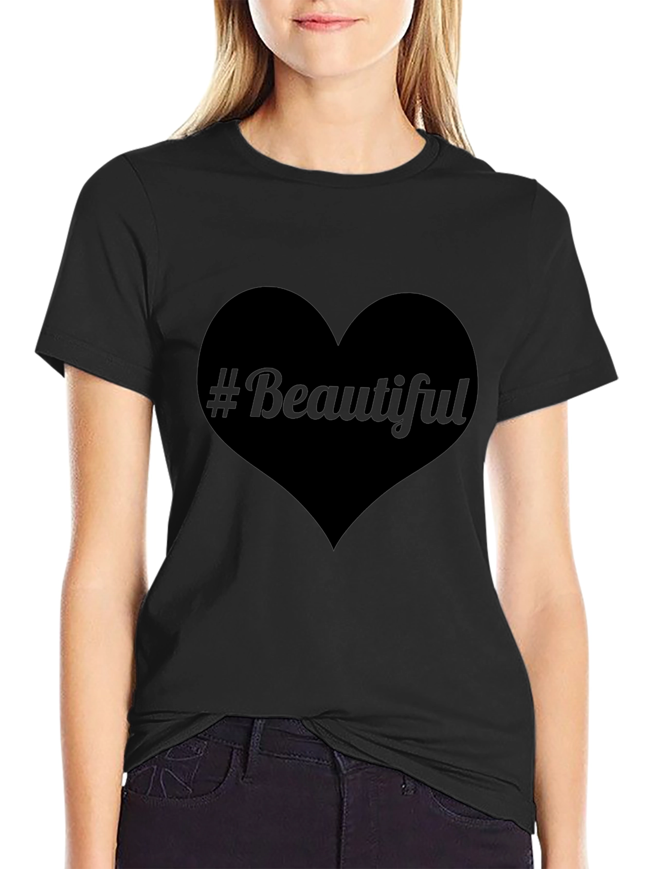 #Beautiful Heart Black T-Shirt - Stylish & Trendy