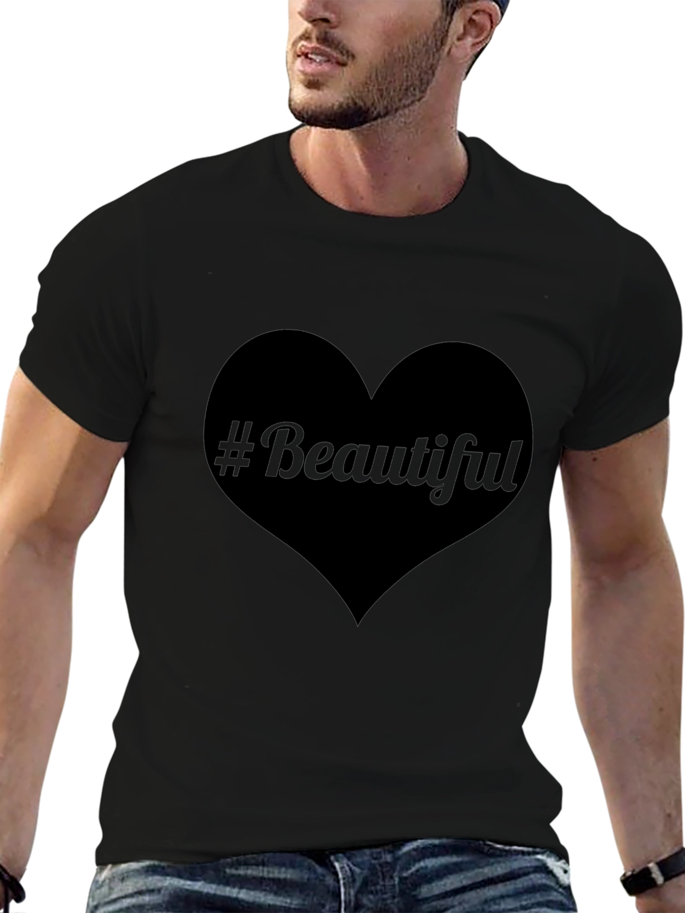 #Beautiful Heart Black T-Shirt - Stylish & Trendy