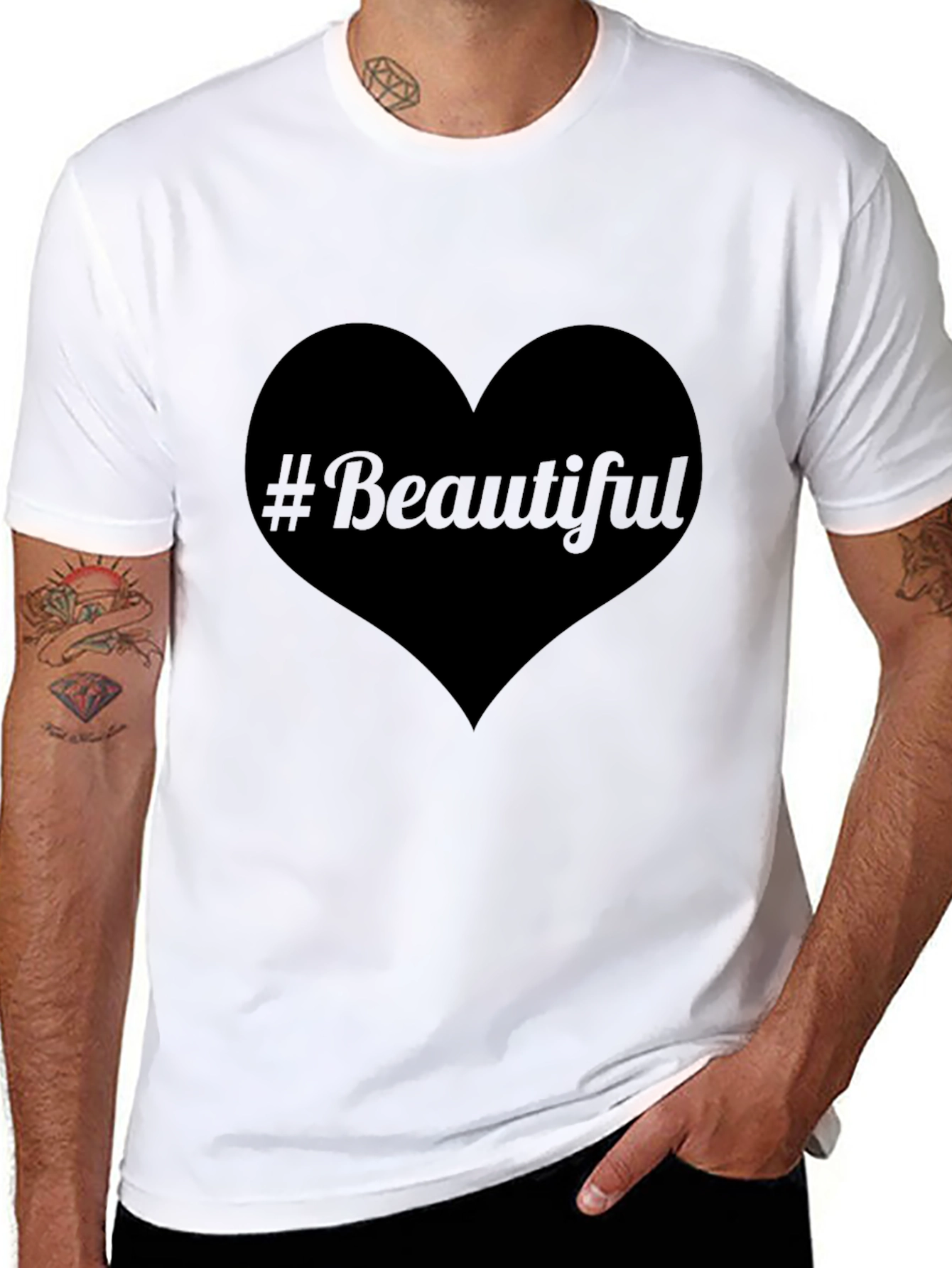 #Beautiful Heart Black T-Shirt - Stylish & Trendy