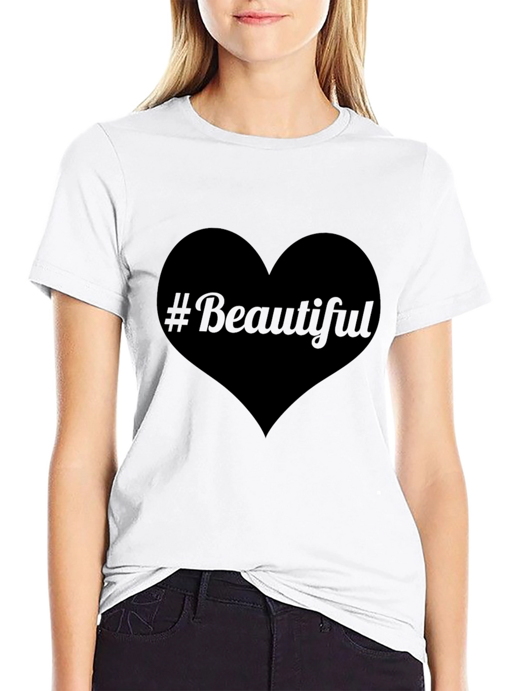 #Beautiful Heart Black T-Shirt - Stylish & Trendy
