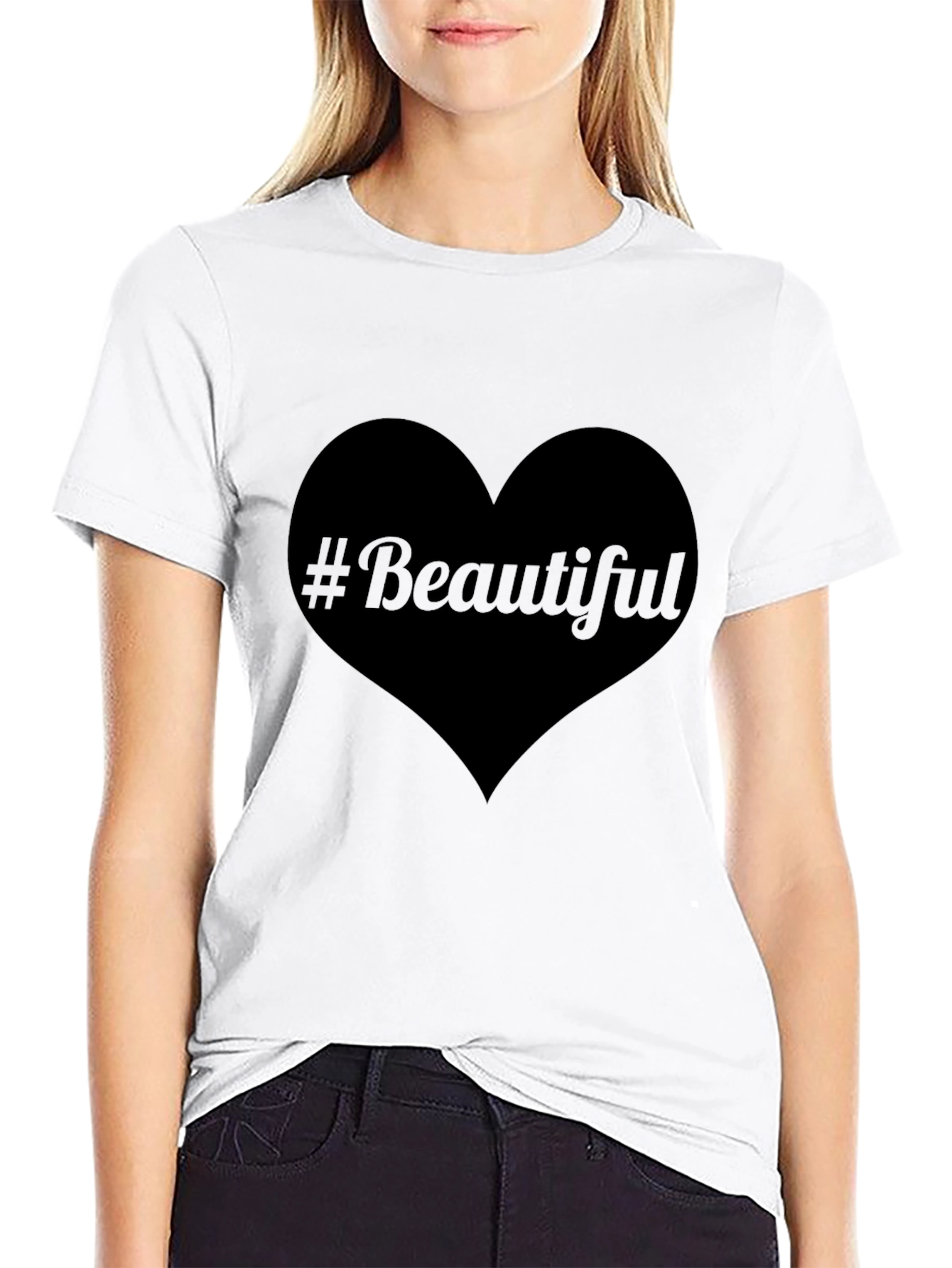 #Beautiful Heart Black T-Shirt - Stylish & Trendy