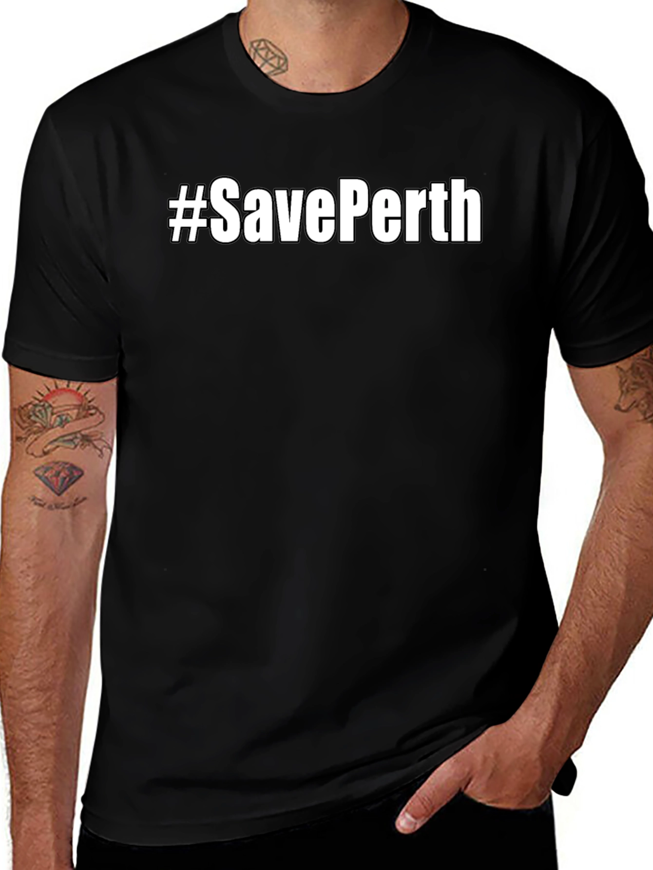 #SavePerth Black T-Shirt - Trendy Graphic Tee