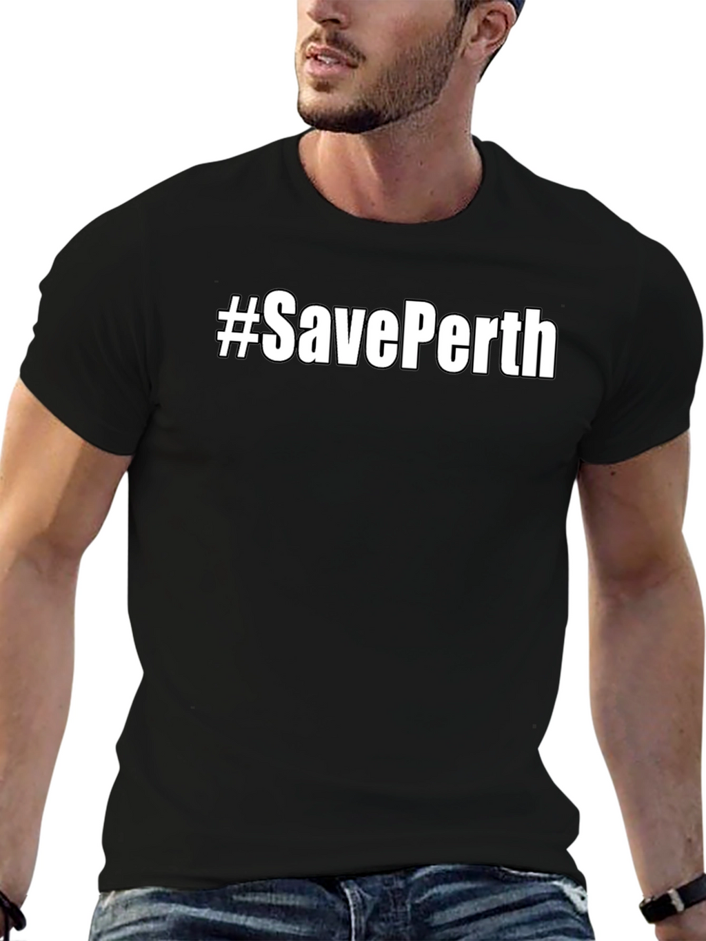 #SavePerth Black T-Shirt - Trendy Graphic Tee