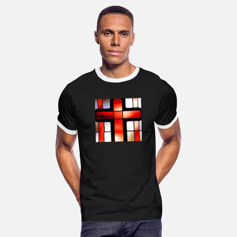 AI Generated Art- Stained Glass of Cross in Red