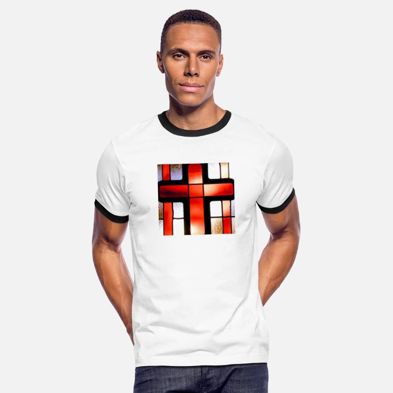 AI Generated Art- Stained Glass of Cross in Red