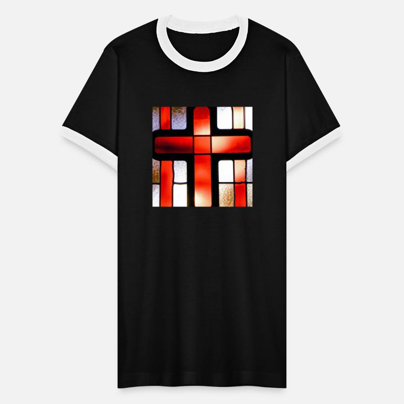 AI Generated Art- Stained Glass of Cross in Red