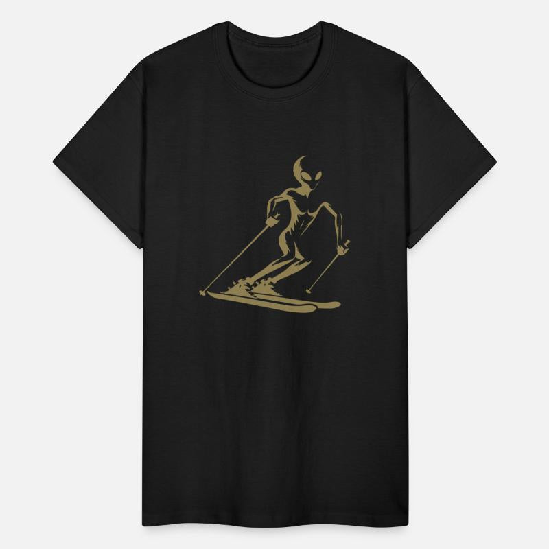 Alien Skier Silhouette for Minimalist Winter Sport