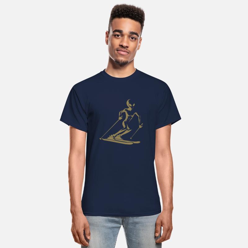 Alien Skier Silhouette for Minimalist Winter Sport