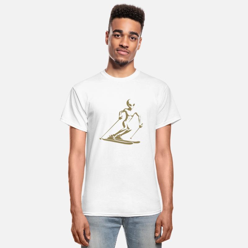 Alien Skier Silhouette for Minimalist Winter Sport