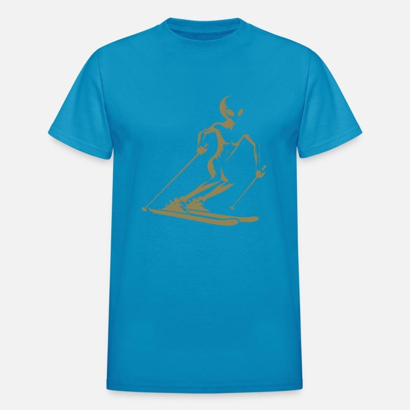 Alien Skier Silhouette for Minimalist Winter Sport