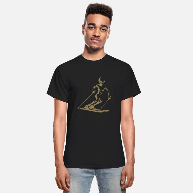 Alien Skier Silhouette for Minimalist Winter Sport