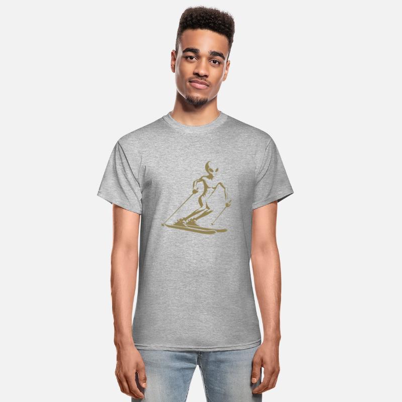 Alien Skier Silhouette for Minimalist Winter Sport