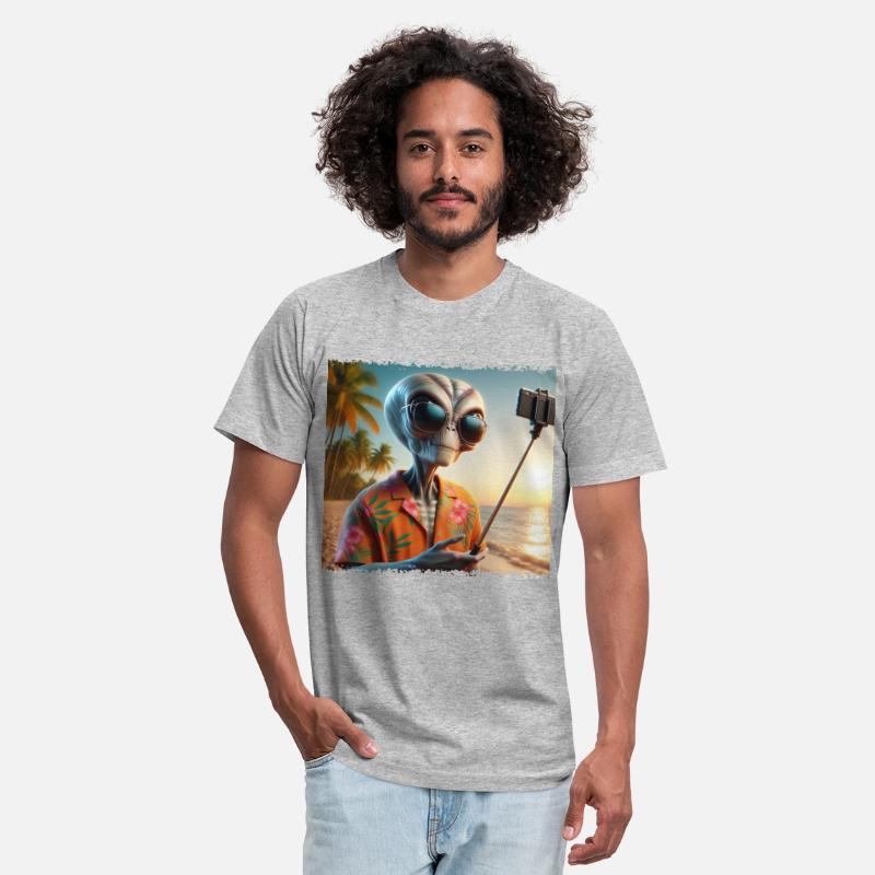 Alien takes beach selfie