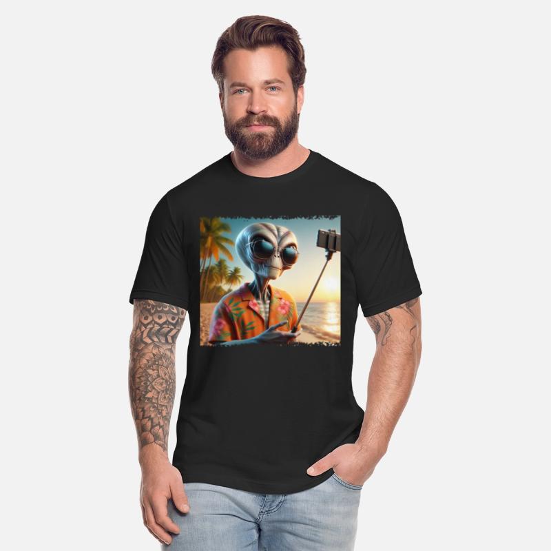 Alien takes beach selfie