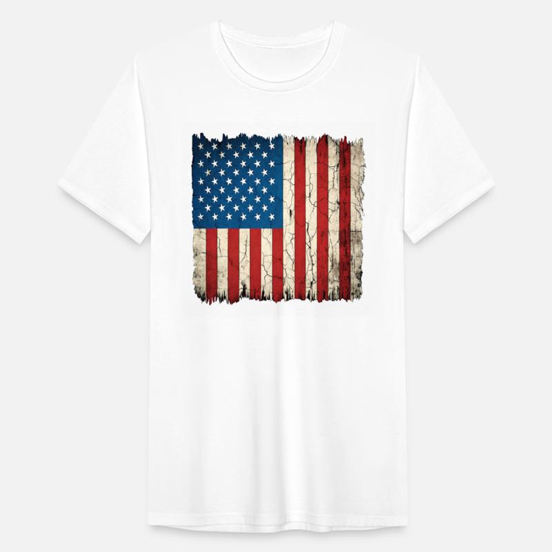 American flag, distressed design, worn style