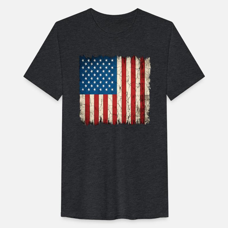 American flag, distressed design, worn style