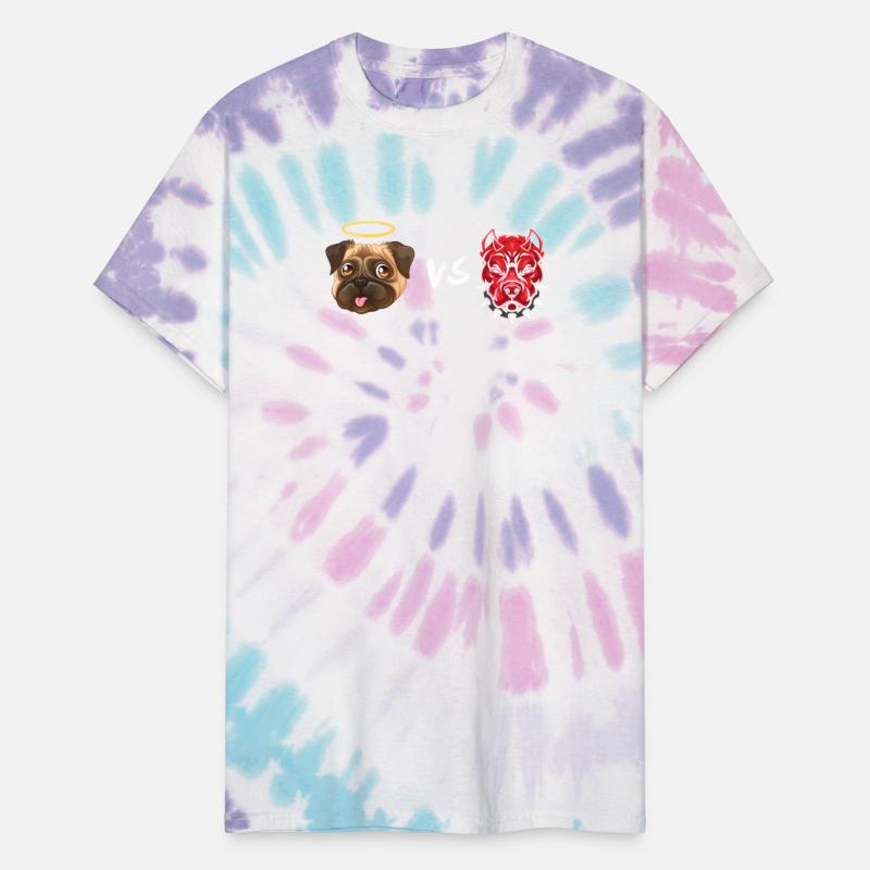 Angel Pug Dog Vs Devil Pitbull Dog T-shirt