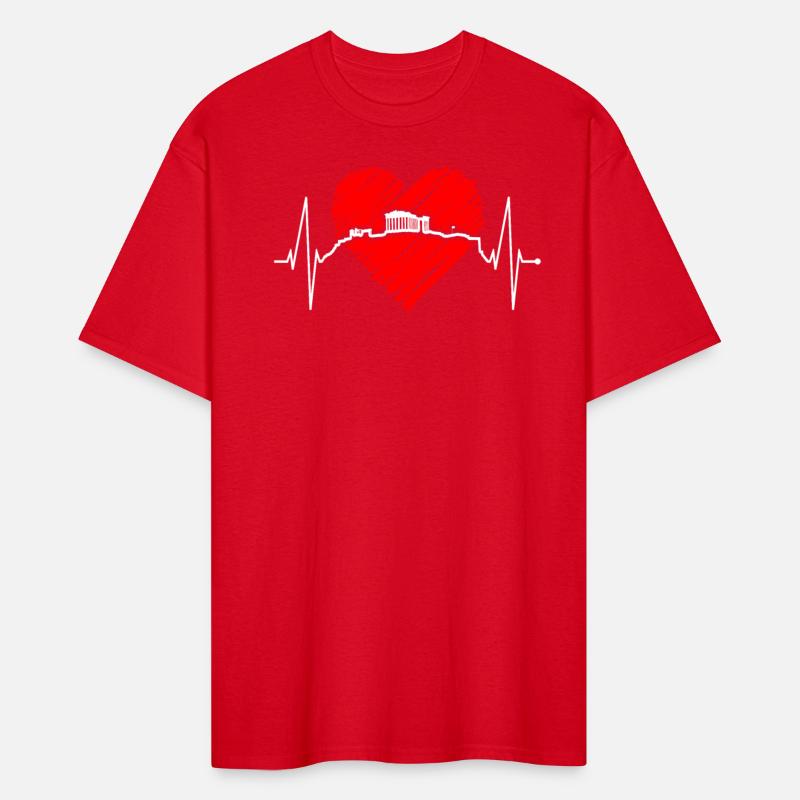 Athens Skyline Heartbeat Heart Flag Ancient Greek