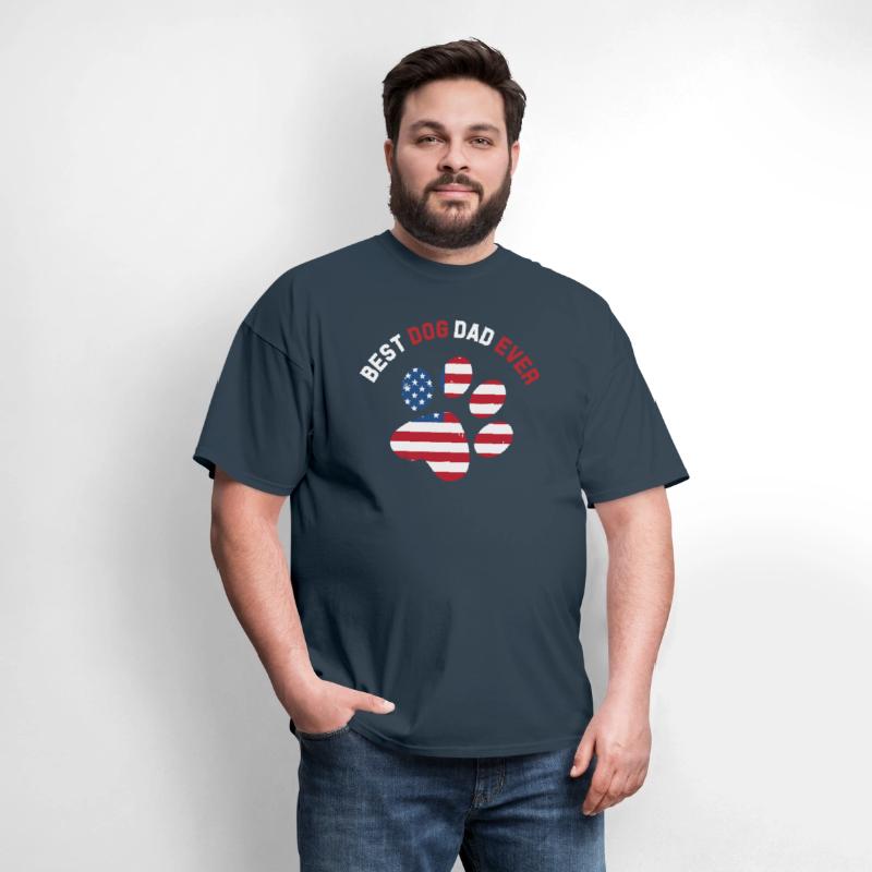 Best Dog Dad Ever American Flag T Shirt Gift