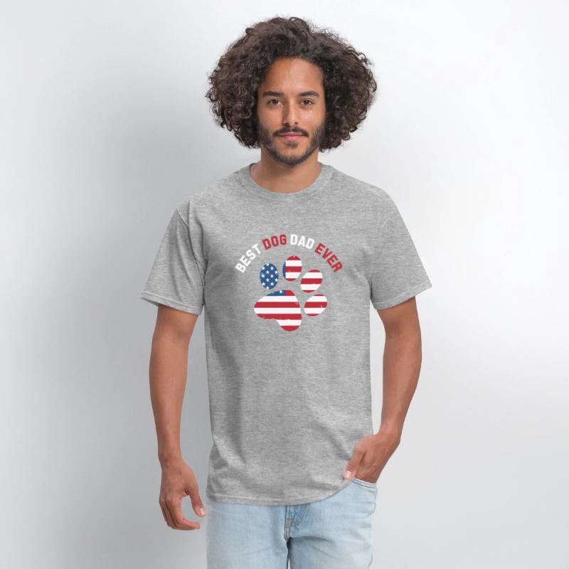 Best Dog Dad Ever American Flag T Shirt Gift