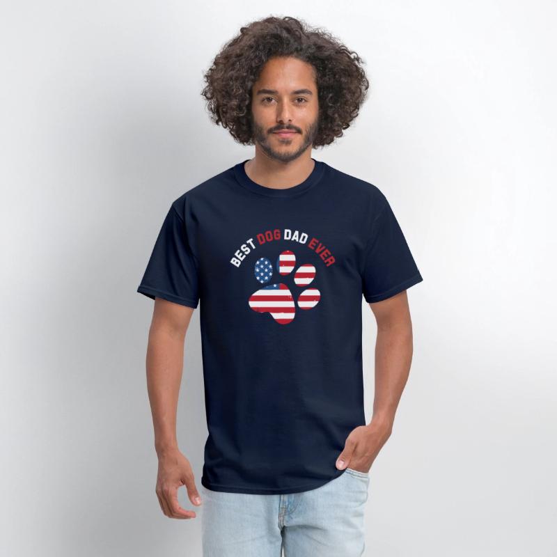 Best Dog Dad Ever American Flag T Shirt Gift