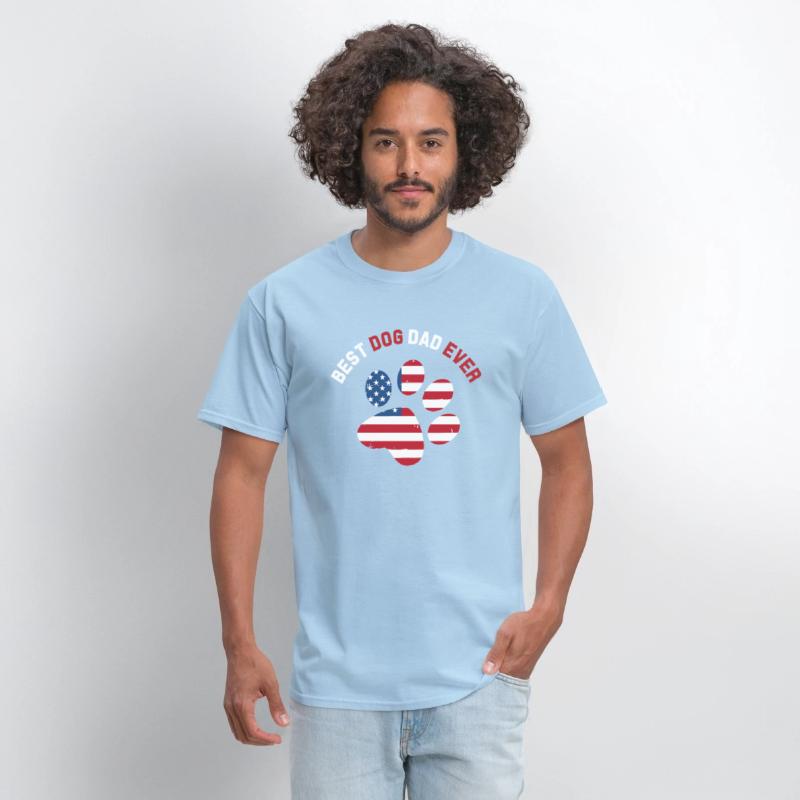 Best Dog Dad Ever American Flag T Shirt Gift