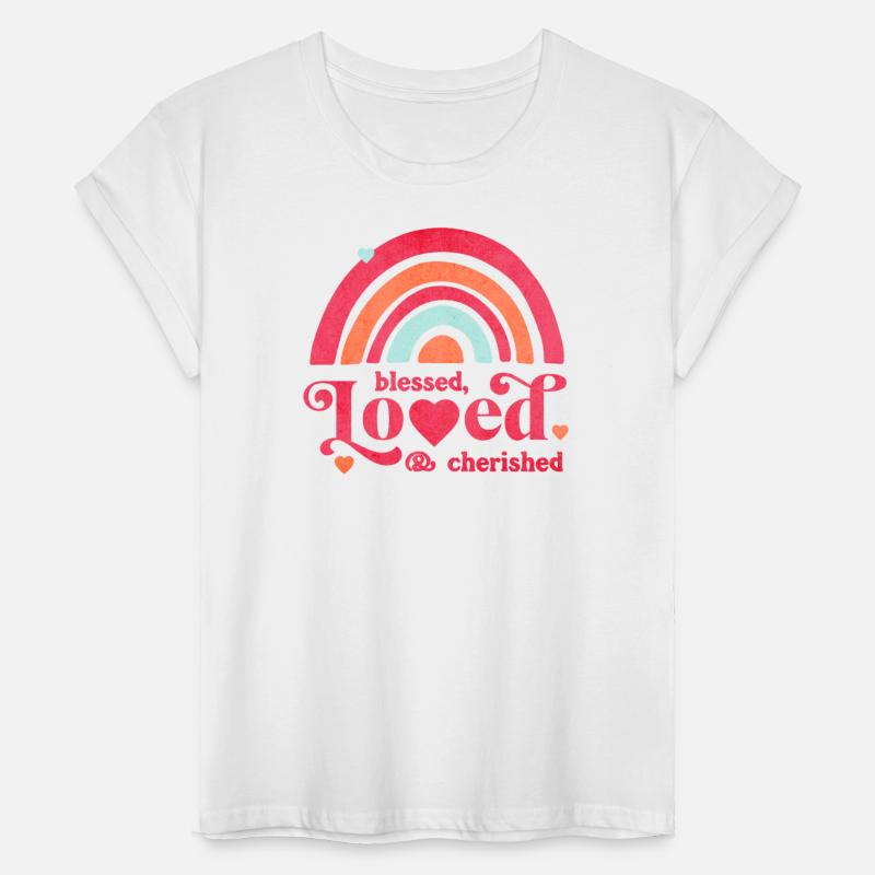 Blessed Loved and Cherished Cute Pink Rainbow