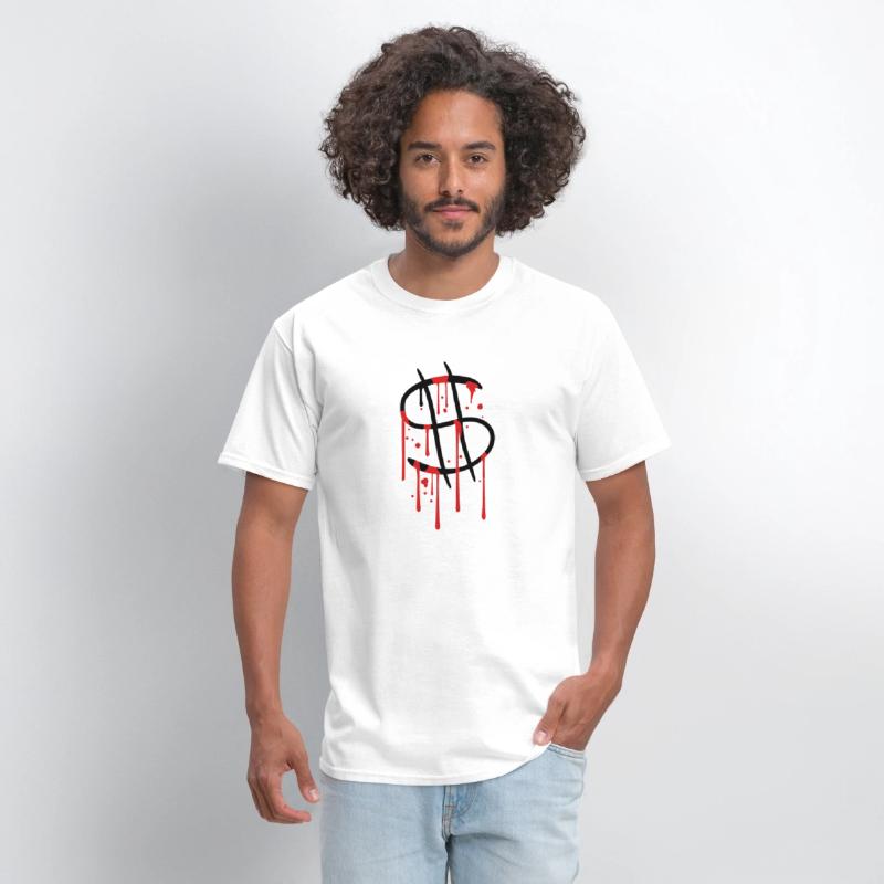 blood drops graffiti wet spray dollar symbol sign