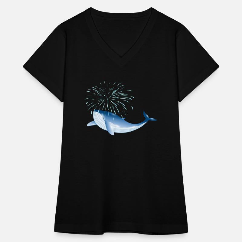 bright blue whale fish in the ocean with fountain