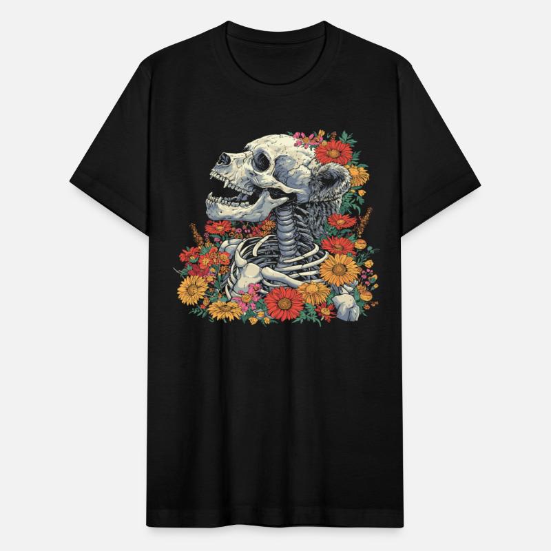 Brown Bear Floral Skeleton Flower Animal