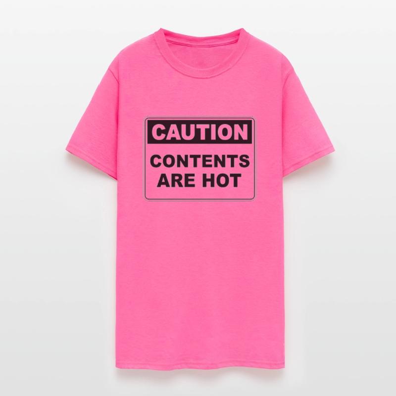 Caution contents are hot warning sign