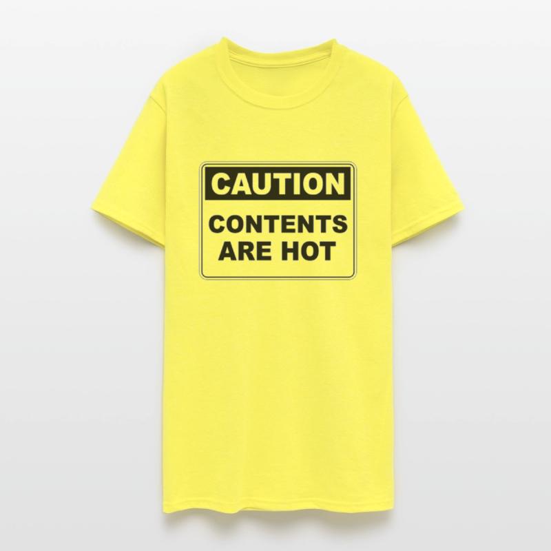 Caution contents are hot warning sign