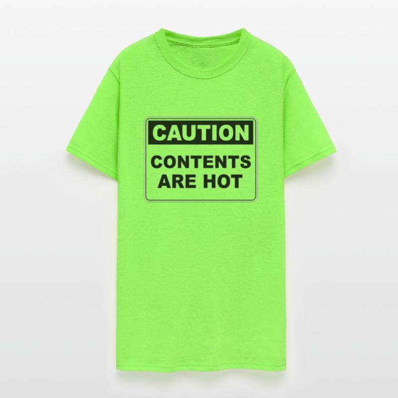 Caution contents are hot warning sign