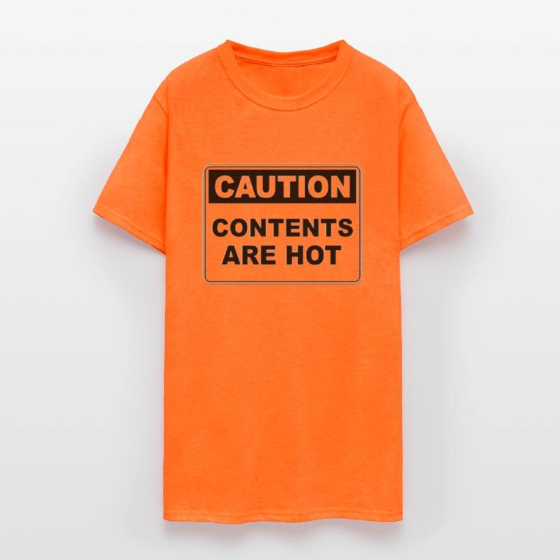 Caution contents are hot warning sign