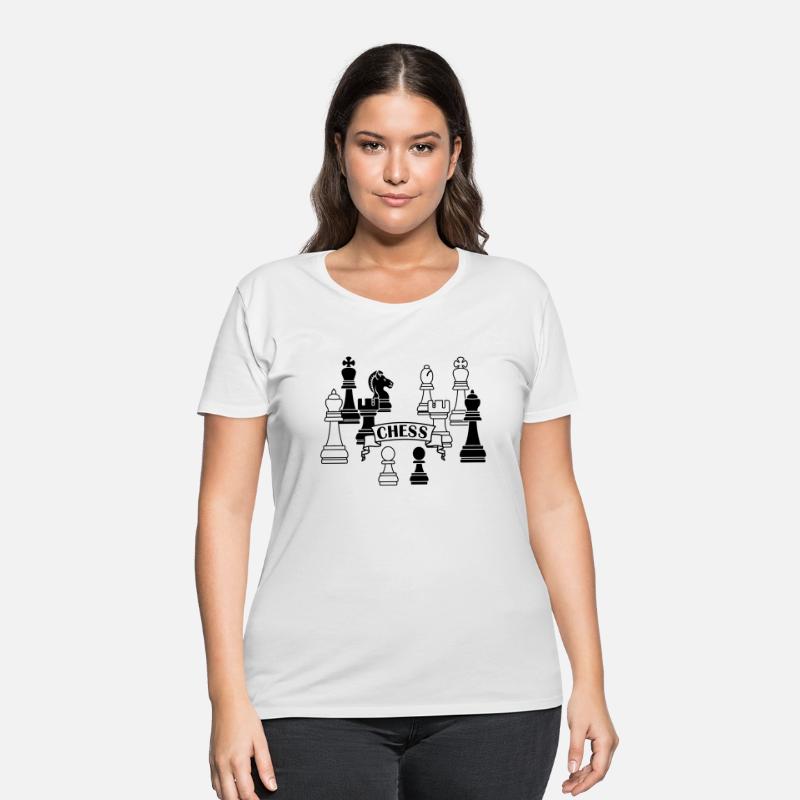 Chess pieces white and black text banner with text