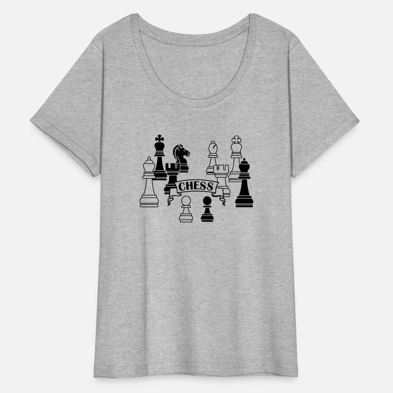 Chess pieces white and black text banner with text