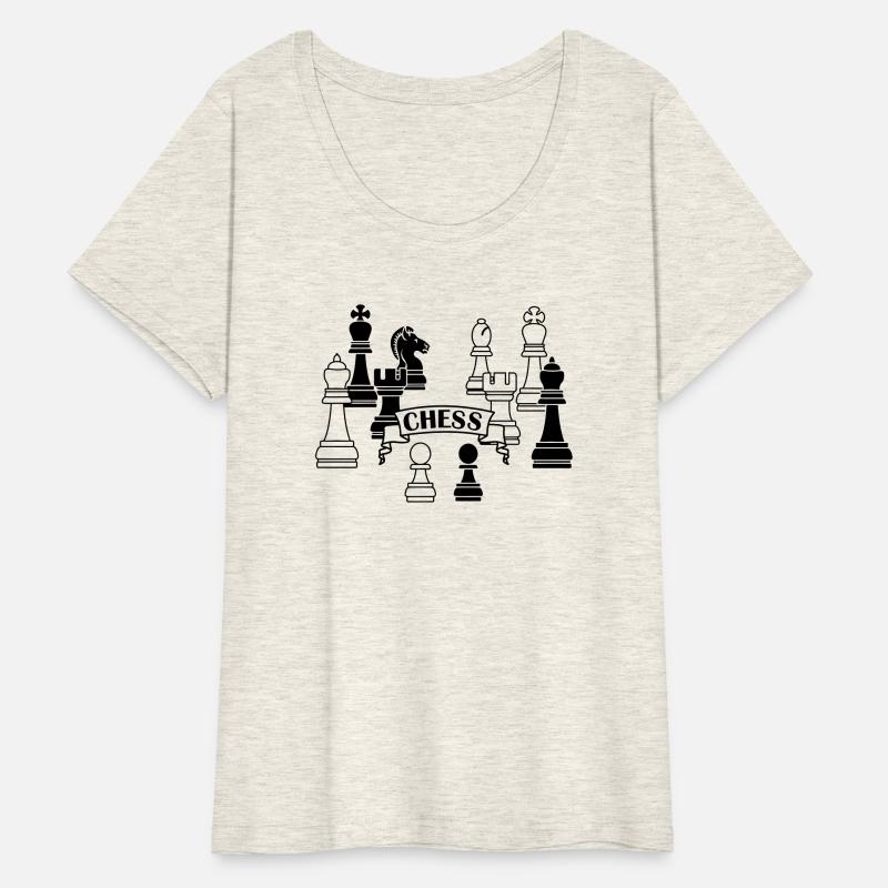 Chess pieces white and black text banner with text