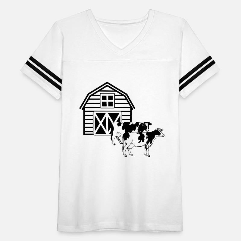 Cow farm with two variegated cows