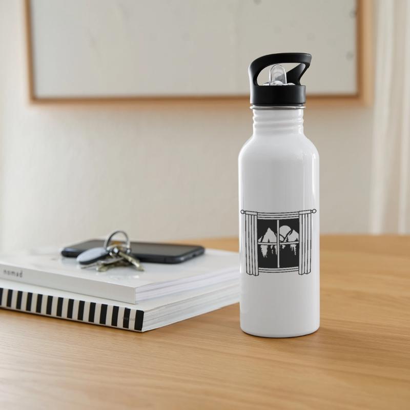 curtain moon mountains window