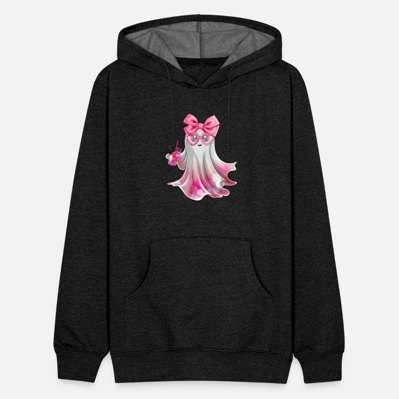 Cute Boo Ghost Drinking Iced Coffee Halloween