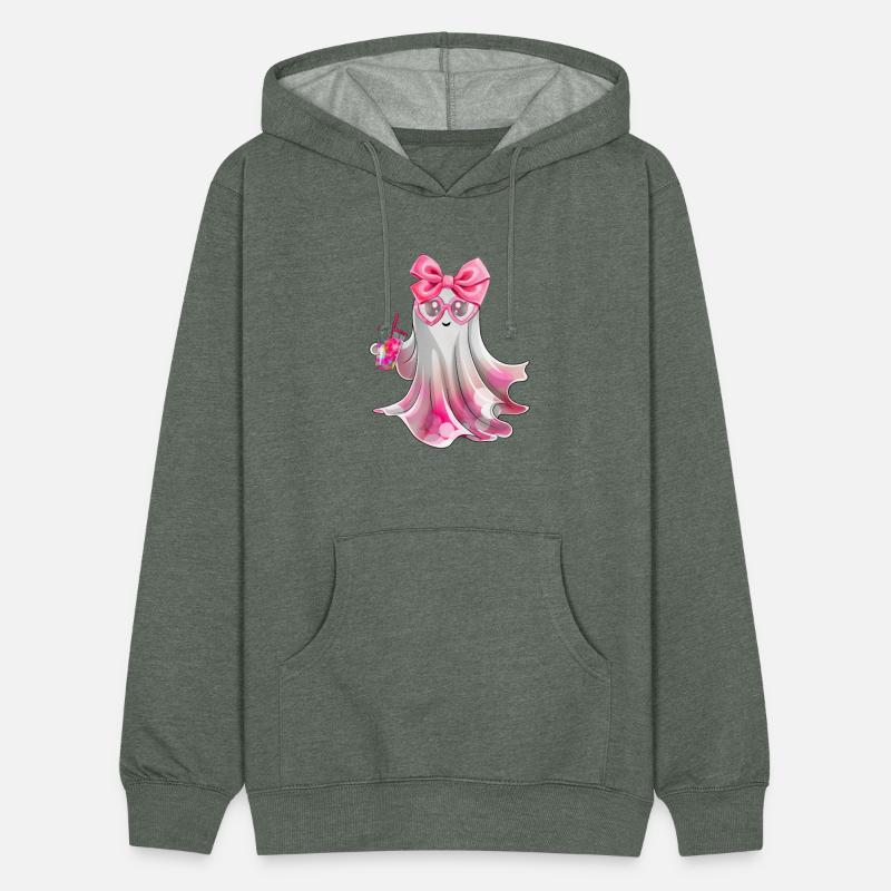 Cute Boo Ghost Drinking Iced Coffee Halloween