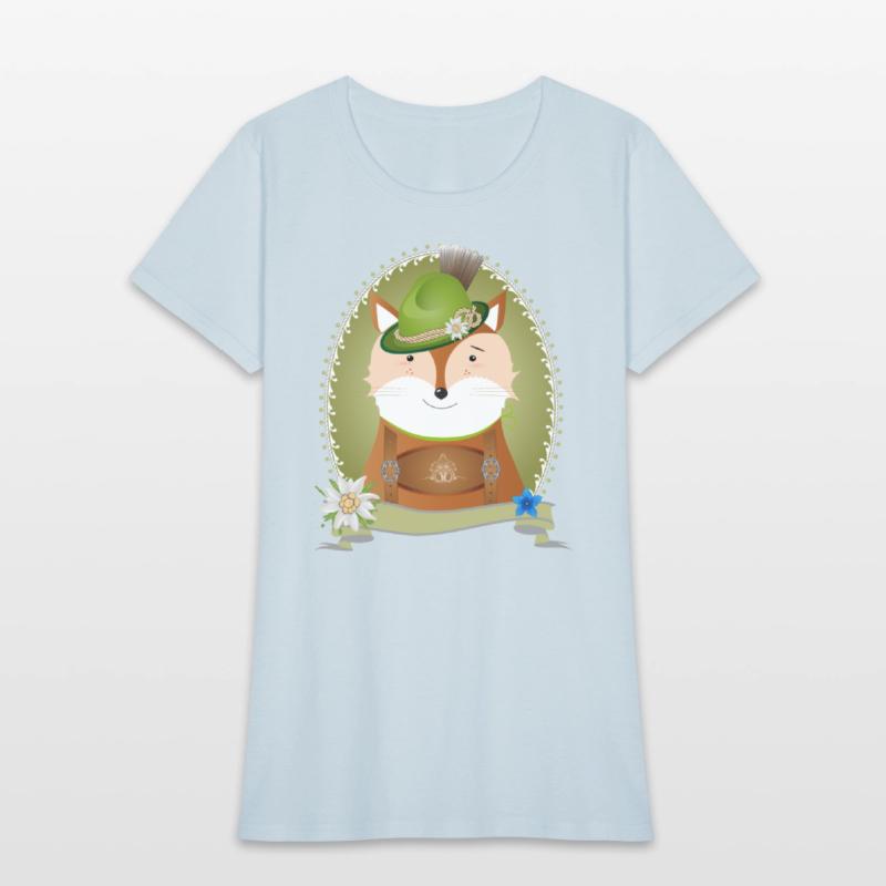 cute fox in costume with hat and leather trousers