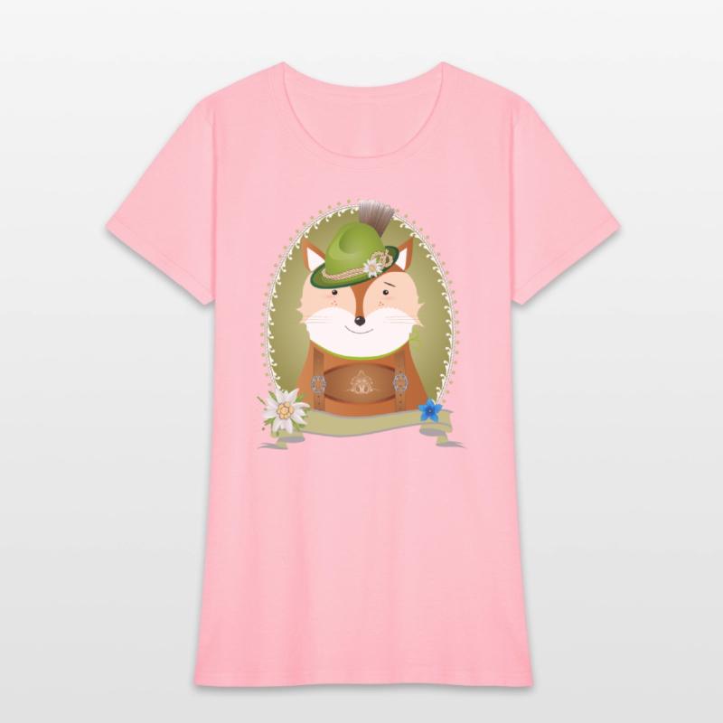 cute fox in costume with hat and leather trousers