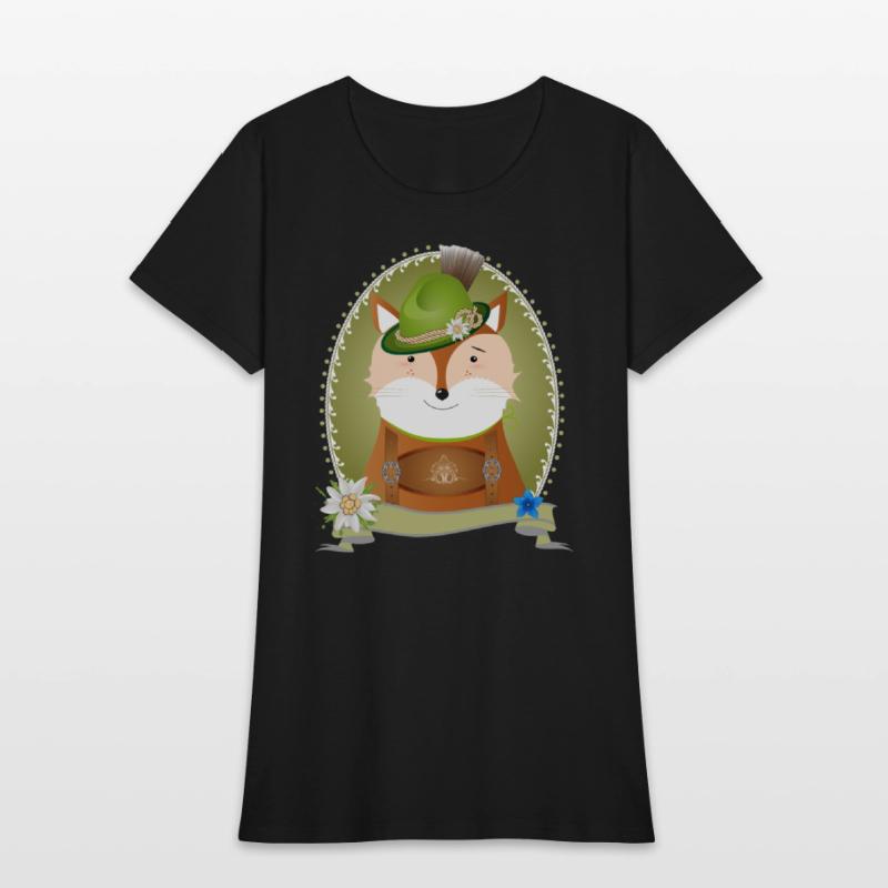 cute fox in costume with hat and leather trousers