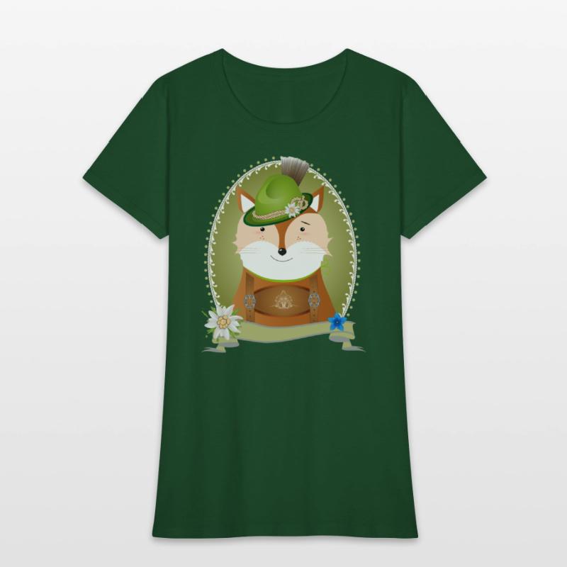 cute fox in costume with hat and leather trousers