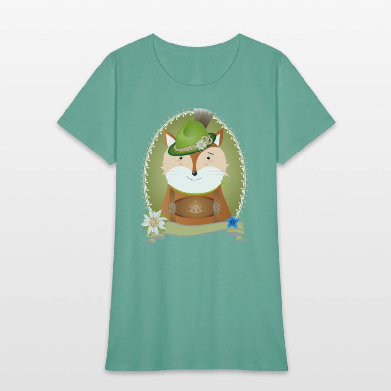 cute fox in costume with hat and leather trousers