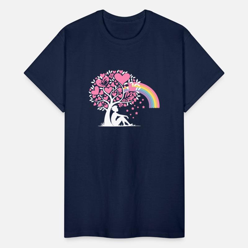 Daydreamer Thinker Tree Rainbow Hearts Design
