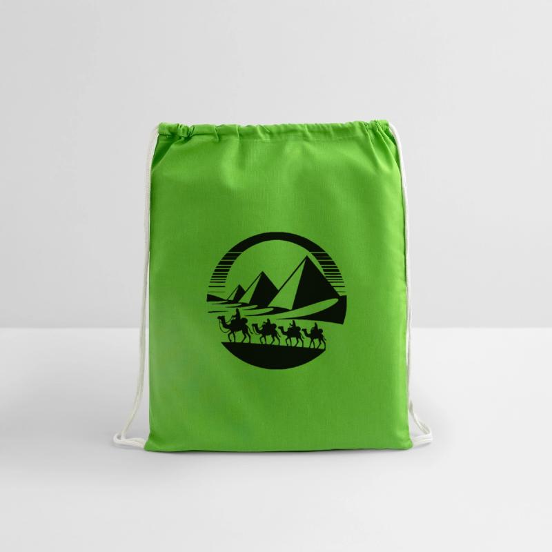 Desert Caravan With Pyramids In The Background